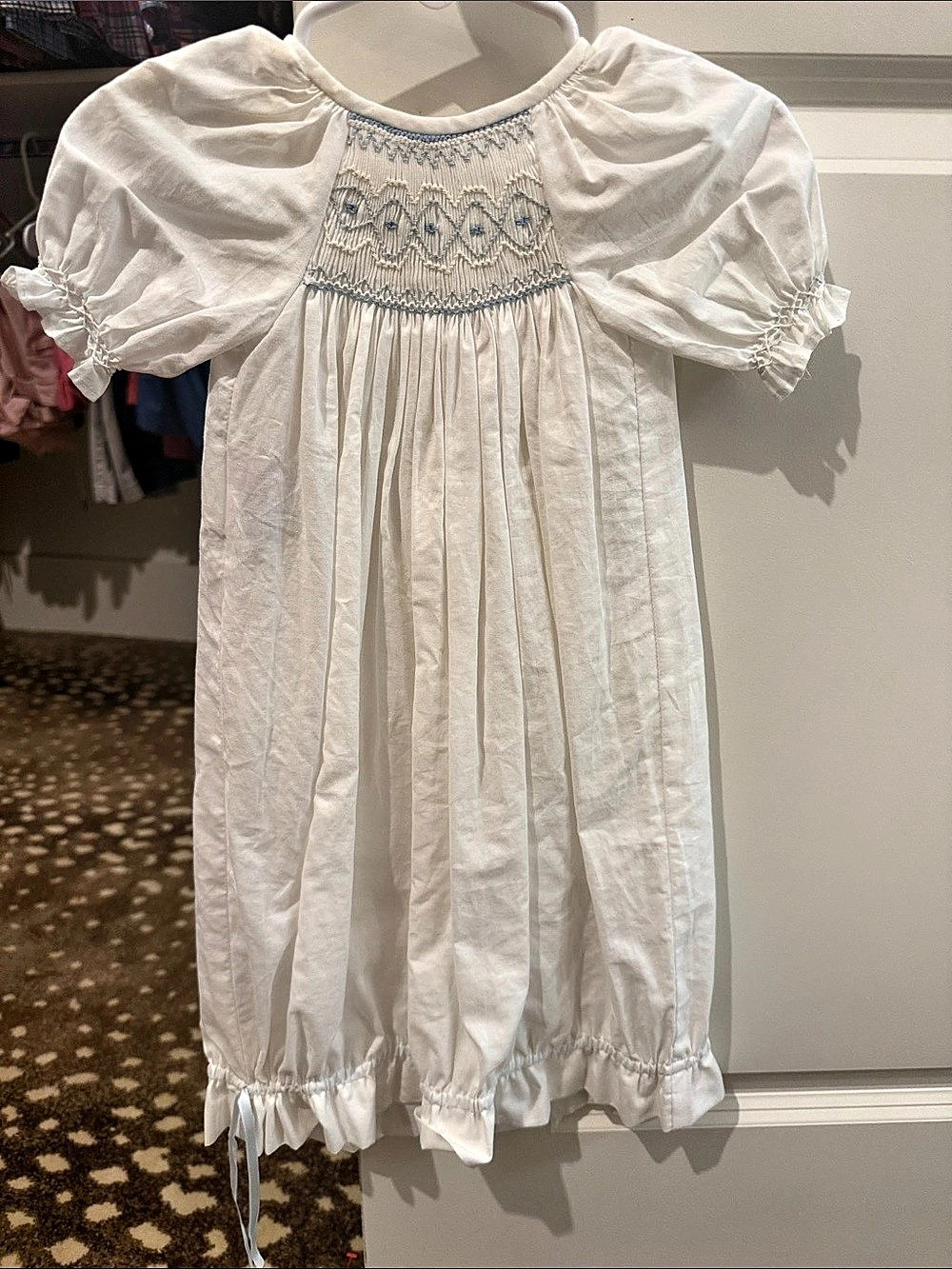 Baby Sen by Remember Nguyen Smocked Ruffle Dress in White Size P Like New